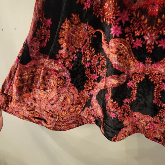 Free People XS Velvet Tunic Puff Sleeve Keyhole Back MAYE Whimsigoth Coquette - Picture 4 of 8